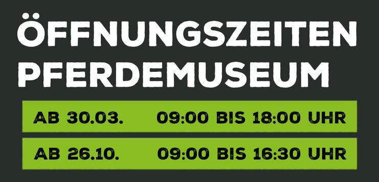 Öffnungszeiten Pferdemuseum Öffnungszeiten Pferdemuseum 2025: Sommer 9-18 Uhr, Winter 9-16:30 Uhr