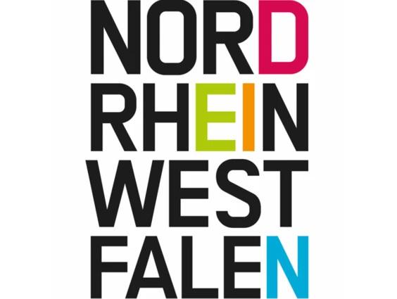 Schriftzug Nordrheinwestfalen. Durch farblich hervorgehobene Buchstaben erscheint zus&auml;tzlich das Wort "Dein"