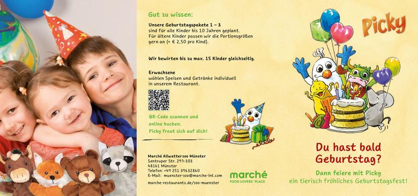 Flyer mit Infomaterial zu Kindergeburtstag in Münster im Allwetterzoo