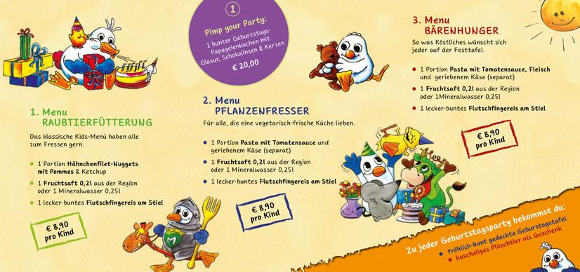 Zweite Seite vom Flyer mit Infomaterial zu Kindergeburtstag in Münster im Allwetterzoo
